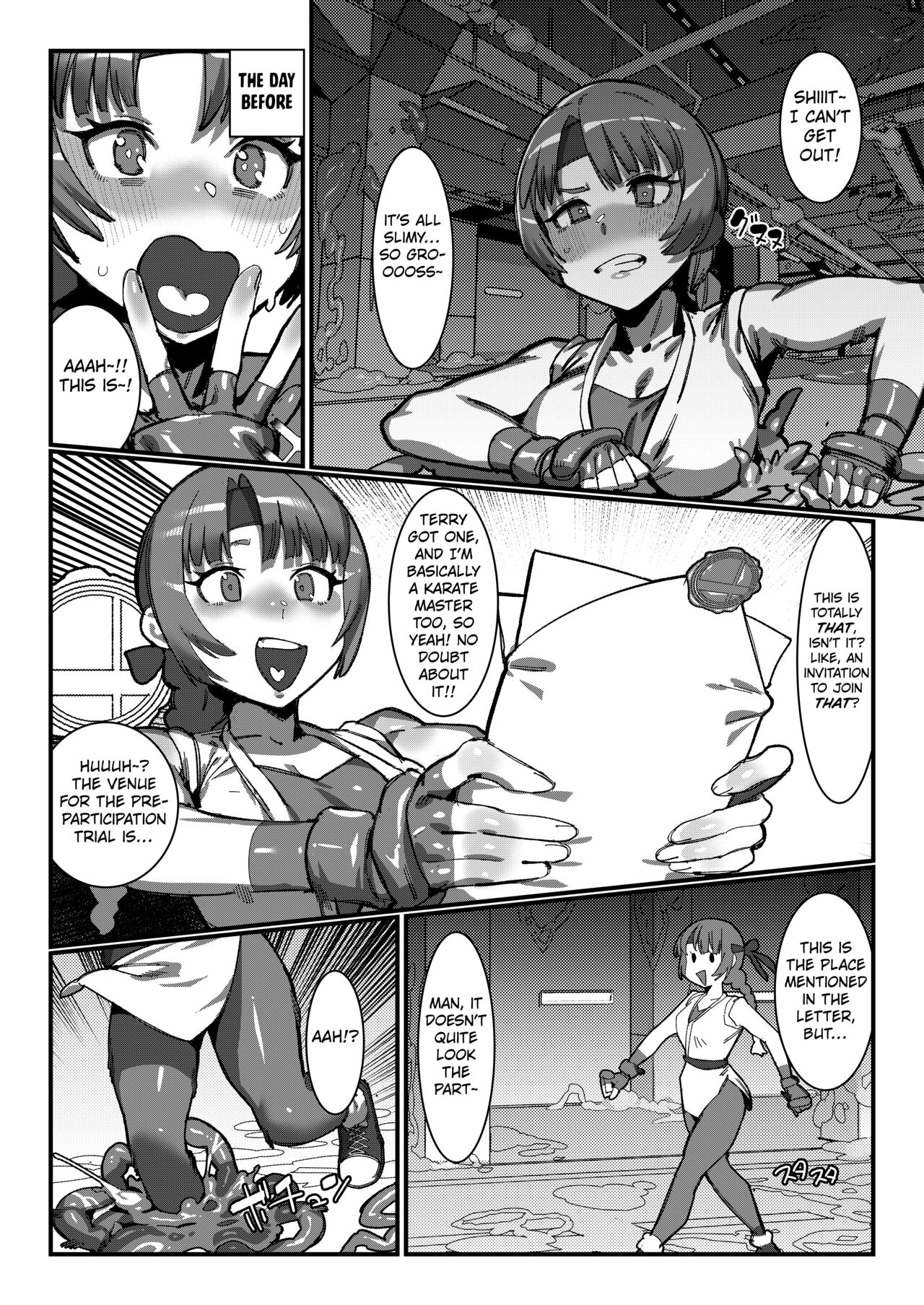 Yuri and Mai from KOF fall into a  tentacle trap disguised as the floor