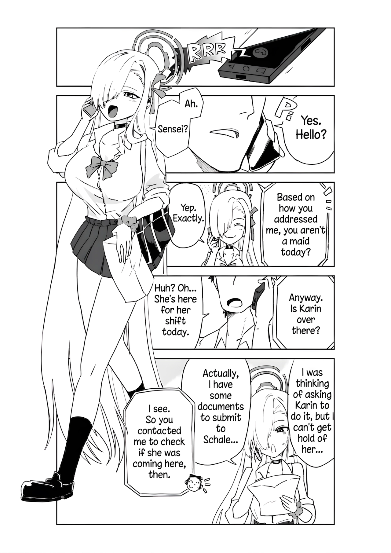 Karin Assisting Sensei and Asuna Delivering a Forgotten Item